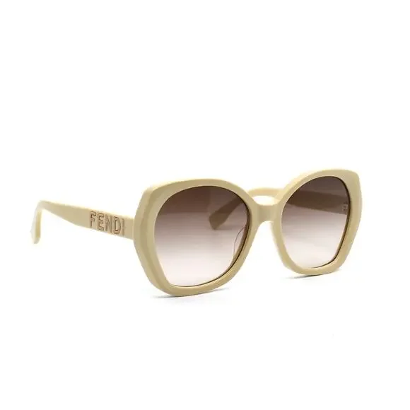 NEW FENDI FE40112I 57F SHINY BEIGE BROWN GRADIENT AUTHENTIC SUNGLASSES - Picture 2 of 12